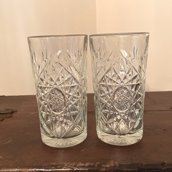 LIBBEY Hobstar Water Glass Coolers - Set of 2 Discontinued Pattern USA Pressed💦 - Picture 3 of 10